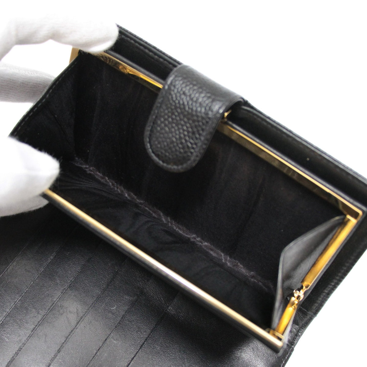 CHANEL Vintage Caviar Coco Wallet Black