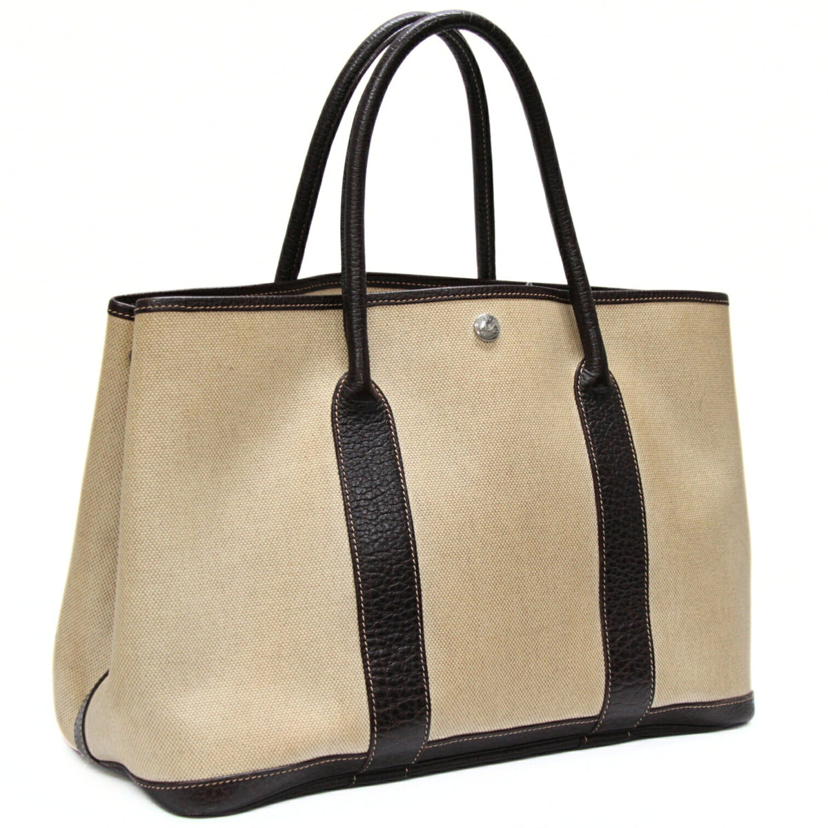 HERMES Garden Party PM Toile H Bag Marron