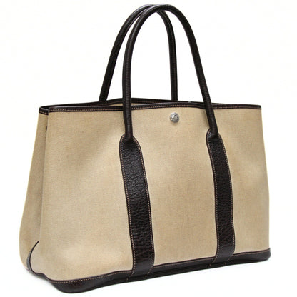 HERMES Garden Party PM Toile H Bag Marron