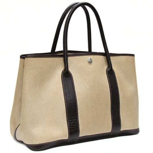 HERMES Garden Party PM Toile H Bag Marron