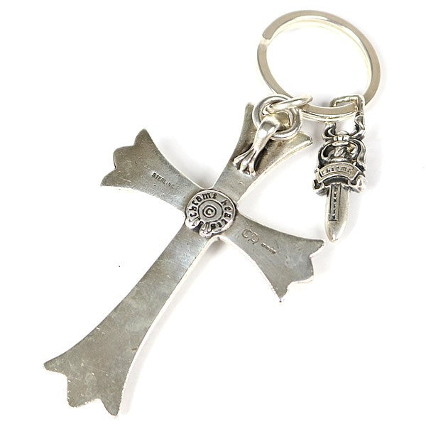 CHROME HEARTS Large Cross Split Dagger Keyring Silver