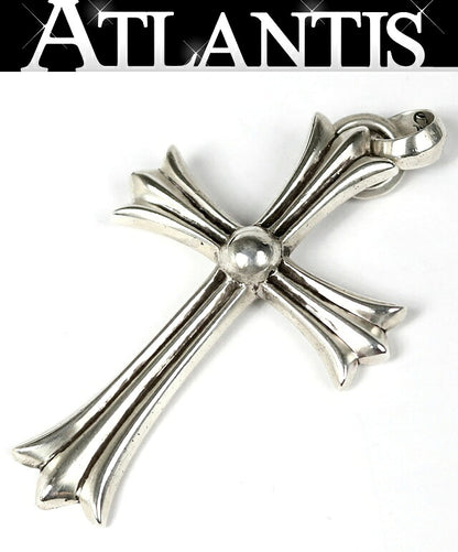 CHROME HEARTS Large Cross w/ Bail Pendant Charm Silver