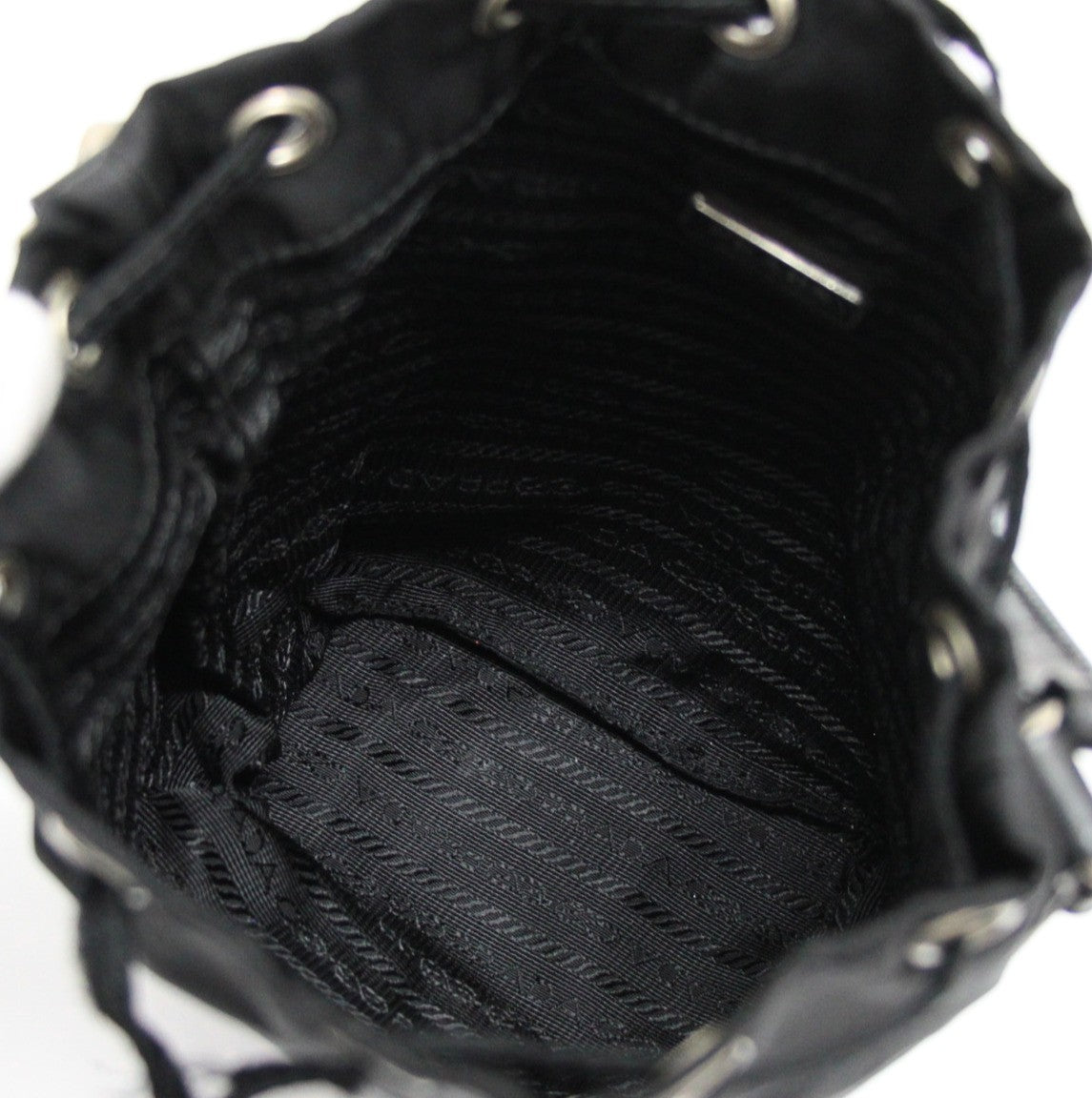 PRADA Nylon Drawstring Pouch Handbag Black