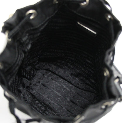 PRADA Nylon Drawstring Pouch Handbag Black