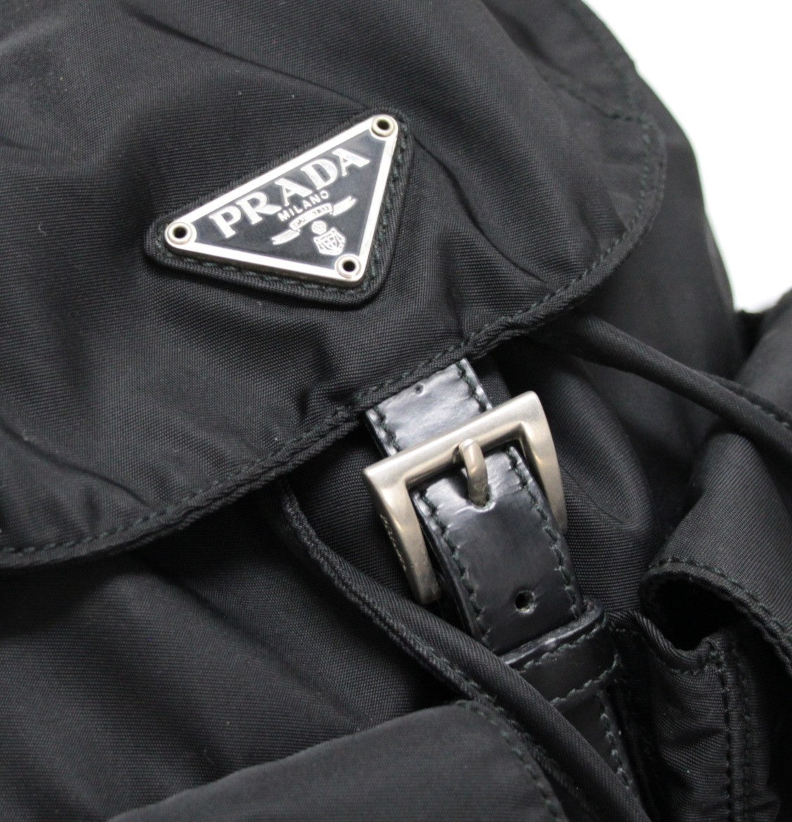 PRADA Double Pocket Nylon Backpack Black