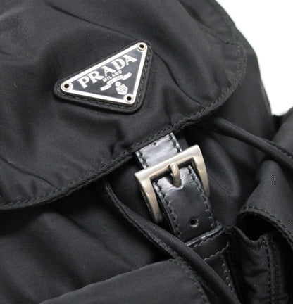 PRADA Double Pocket Nylon Backpack Black