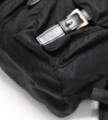 PRADA Double Pocket Nylon Backpack Black