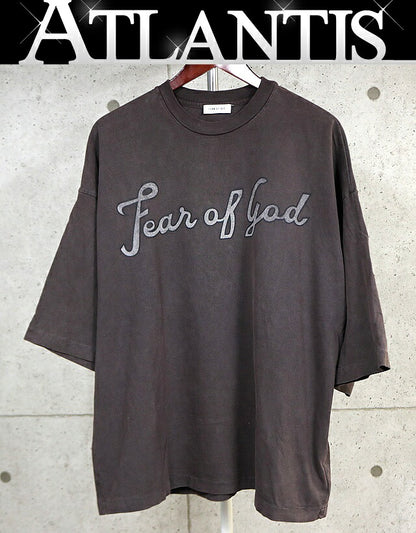 FEAR OF GOD Logo Short Sleeve T-Shirt Burgundy Size M