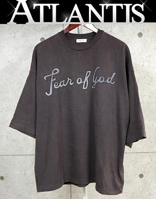 FEAR OF GOD Logo Short Sleeve T-Shirt Burgundy Size M