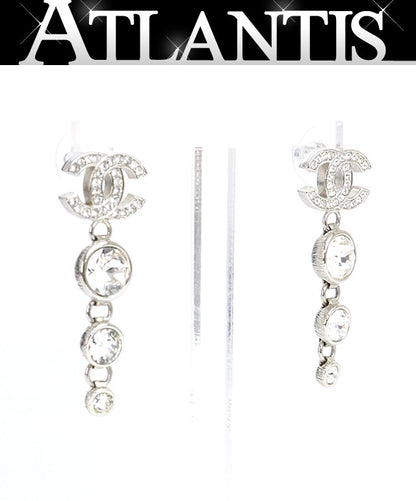 CHANEL Coco Mark Swing Earrings Silver