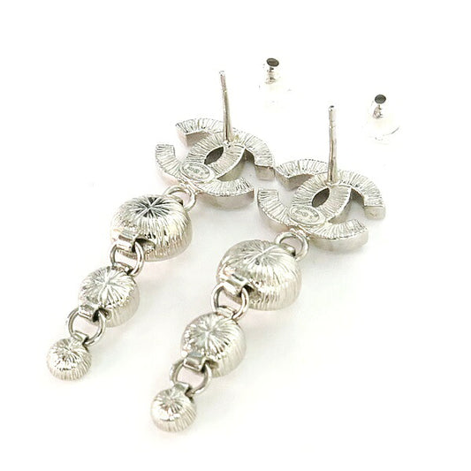CHANEL Coco Mark Swing Earrings Silver