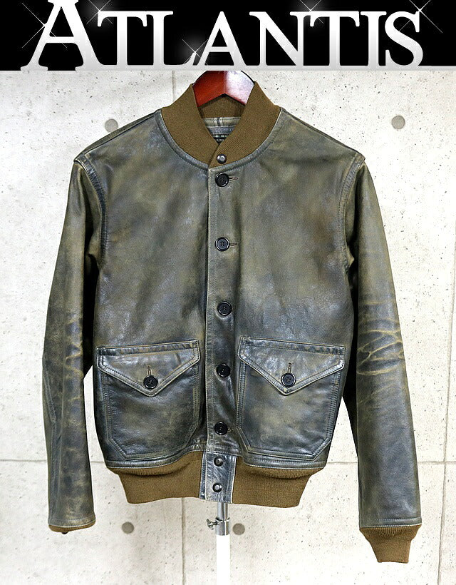 RALPH LARUREN RRL Leather Bomber Jacket Brown Size XS
