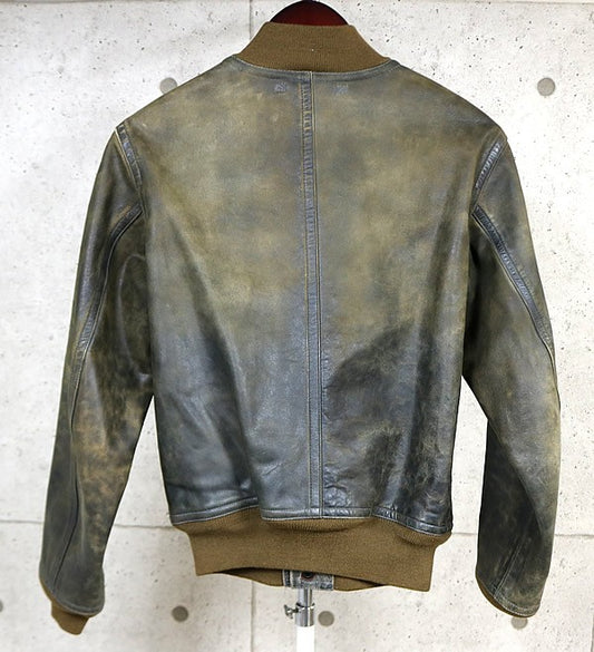 RALPH LARUREN RRL Leather Bomber Jacket Brown Size XS