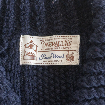 INVERALLAN 3A Lumber Cable Knit Cardigan Navy Size L