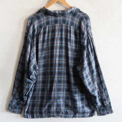 RRL 90s Ombre Check Rayon Open Collar Shirt Size L
