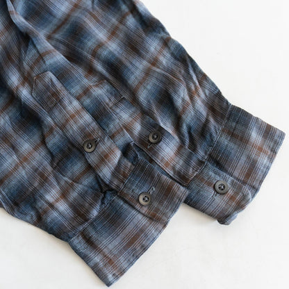 RRL 90s Ombre Check Rayon Open Collar Shirt Size L