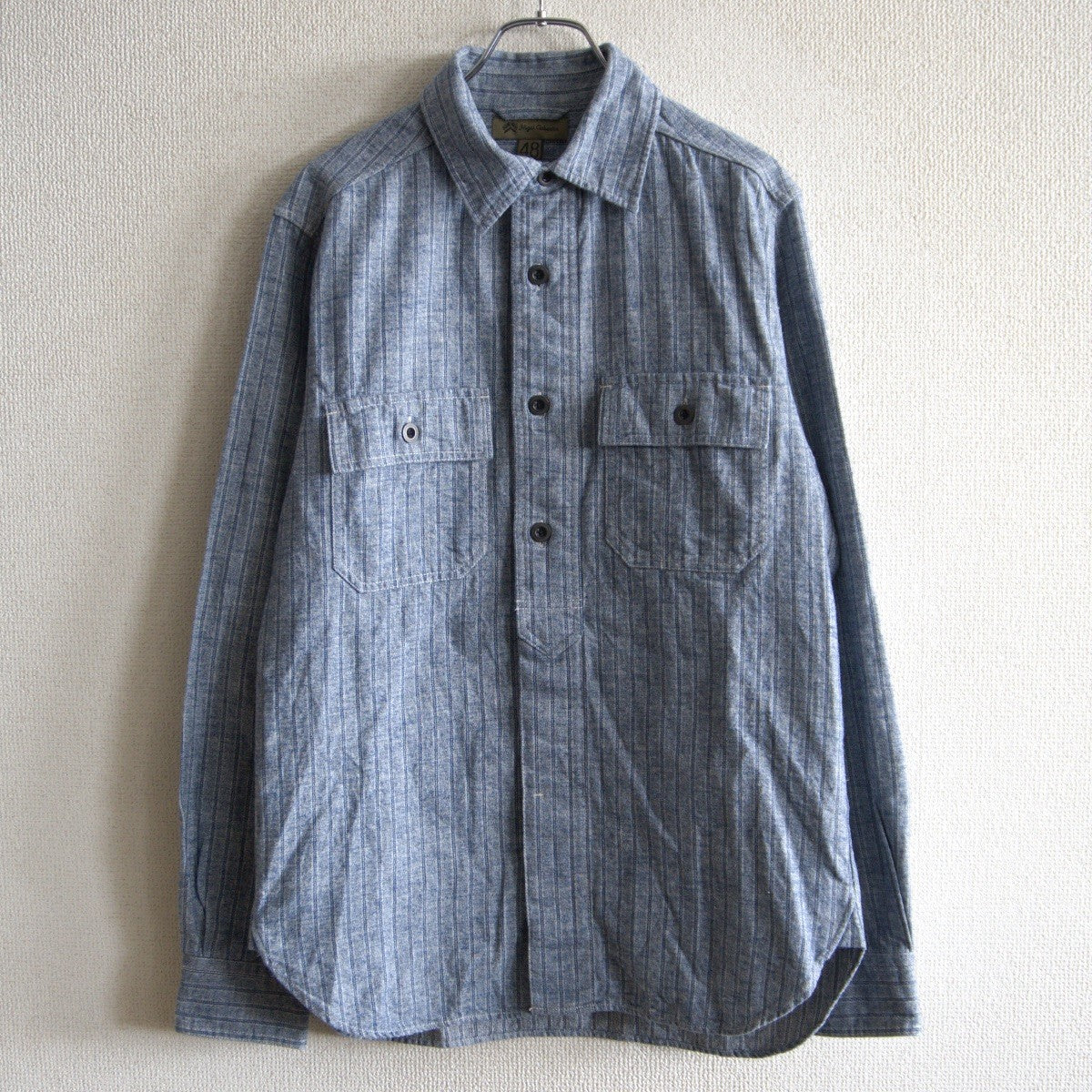 NIGEL CABOURN Cotton Linen Stripe Work Shirt Size M