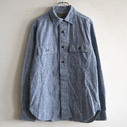 NIGEL CABOURN Cotton Linen Stripe Work Shirt Size M