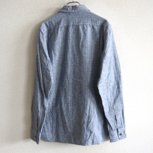 NIGEL CABOURN Cotton Linen Stripe Work Shirt Size M