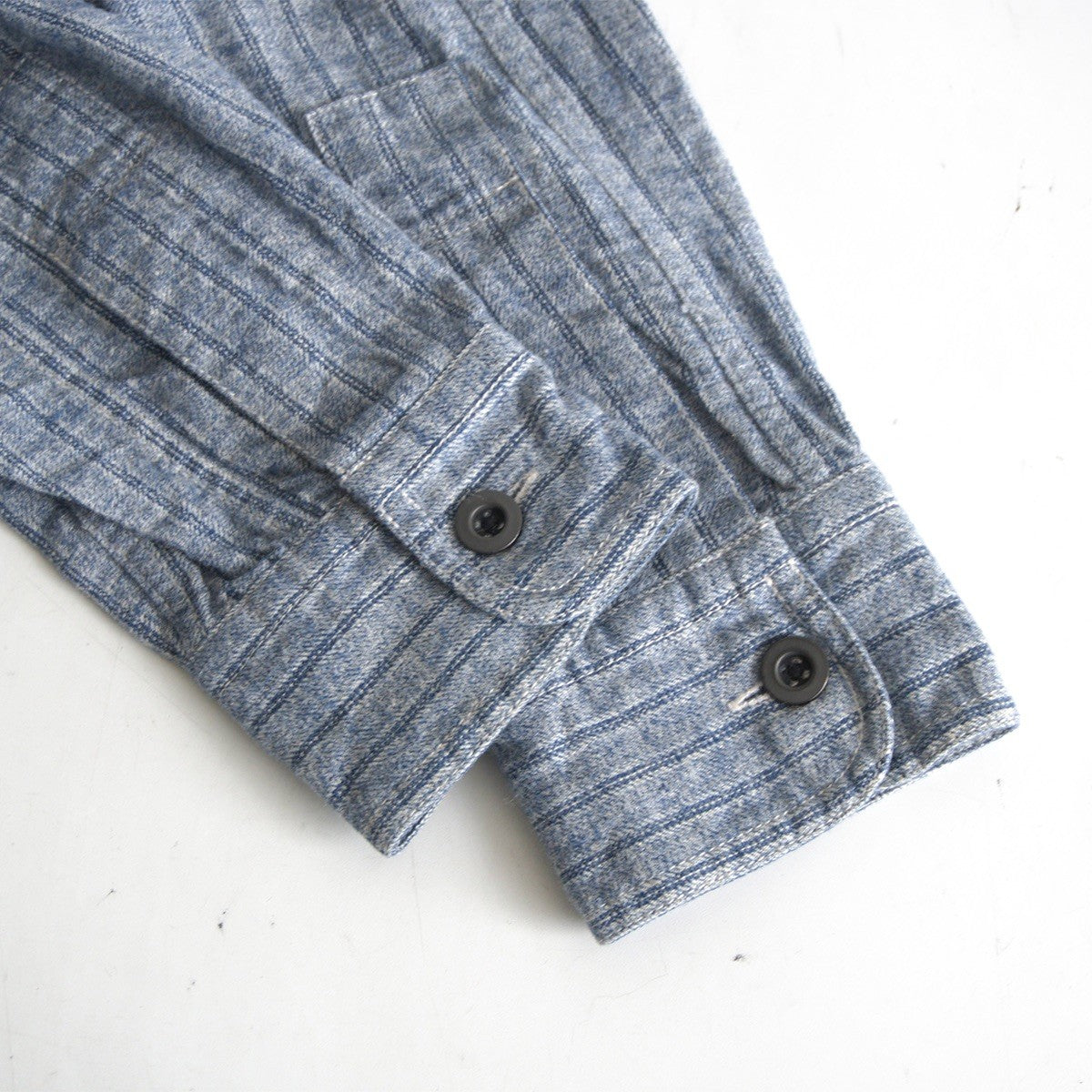 NIGEL CABOURN Cotton Linen Stripe Work Shirt Size M