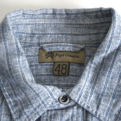 NIGEL CABOURN Cotton Linen Stripe Work Shirt Size M