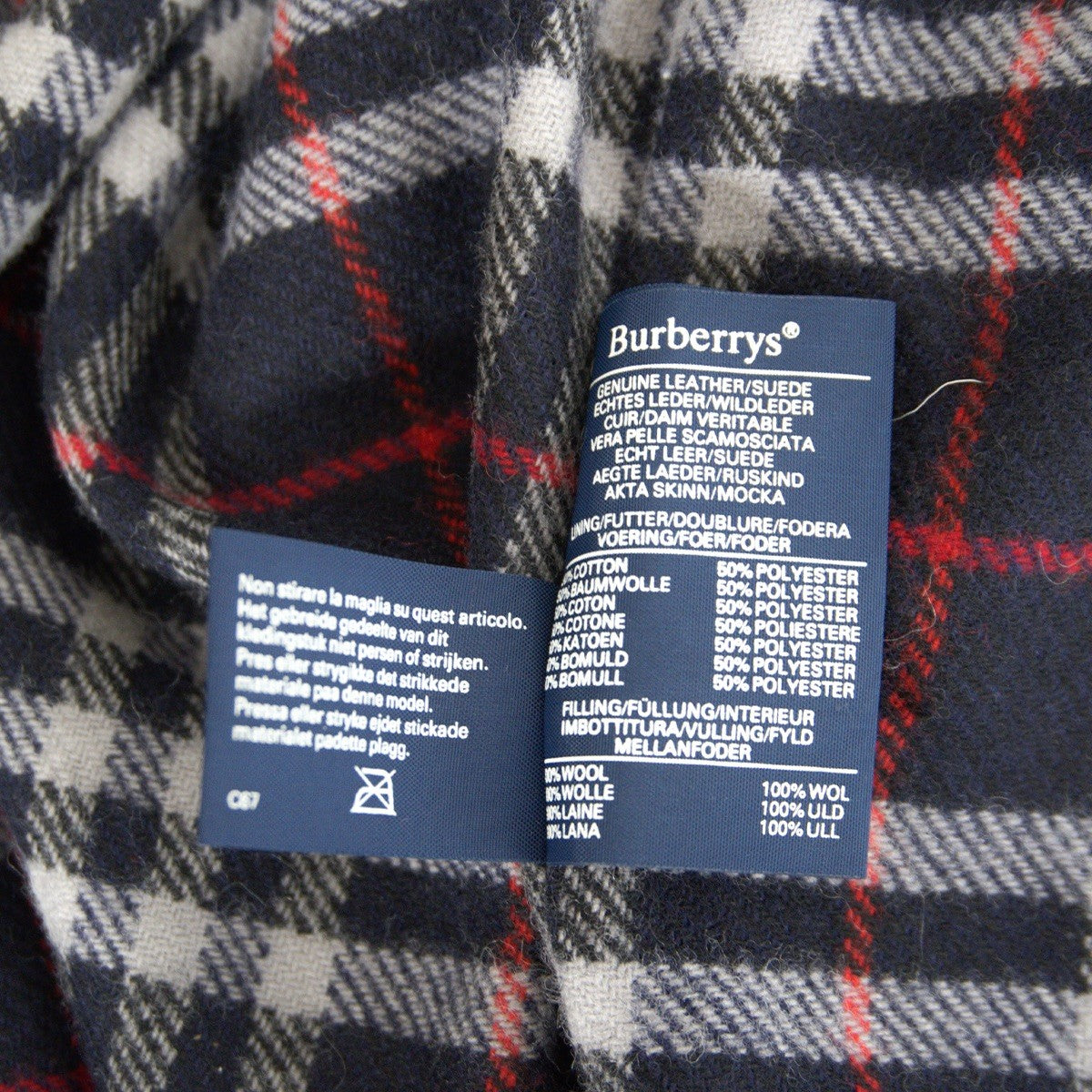 BURBERRYS 80s Suede Bal Collar Jacket Nova Check Size XL