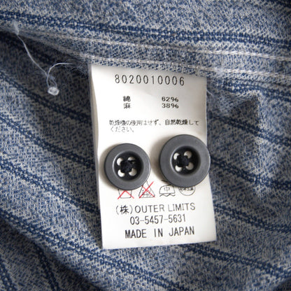 NIGEL CABOURN Cotton Linen Stripe Work Shirt Size M