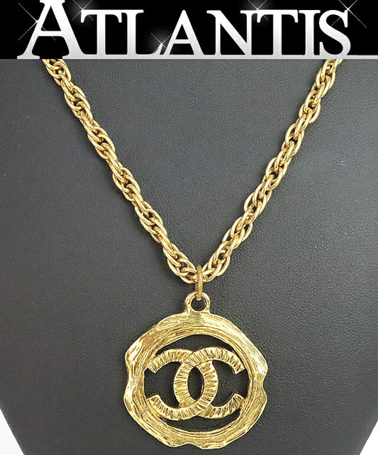 CHANEL Vintage Coco Mark GP Necklace Gold