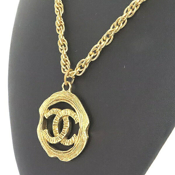 CHANEL Vintage Coco Mark GP Necklace Gold
