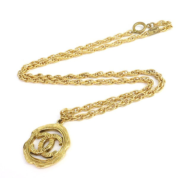 CHANEL Vintage Coco Mark GP Necklace Gold
