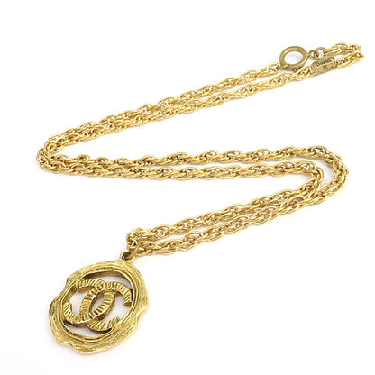 CHANEL Vintage Coco Mark GP Necklace Gold