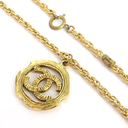 CHANEL Vintage Coco Mark GP Necklace Gold