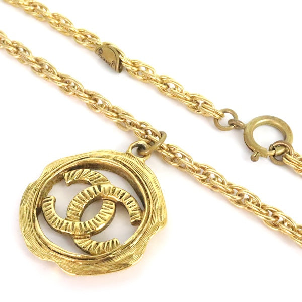 CHANEL Vintage Coco Mark GP Necklace Gold