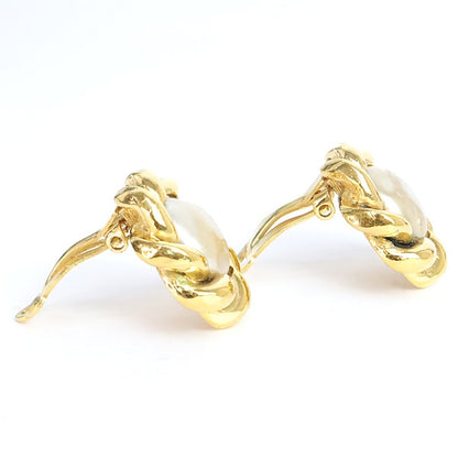 CHANEL Vintage Faux Pearl Gold GP Earrings