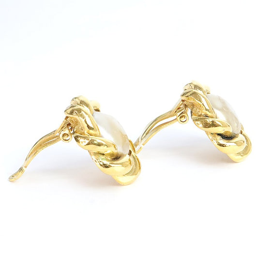 CHANEL Vintage Faux Pearl Gold GP Earrings