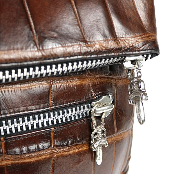 CHROME HEARTS Alligator Dagger ZIP Shoulder Bag Brown