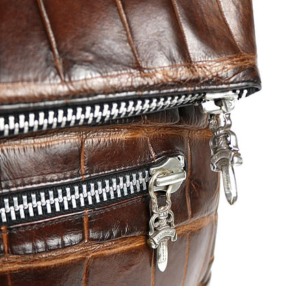 CHROME HEARTS Alligator Dagger ZIP Shoulder Bag Brown