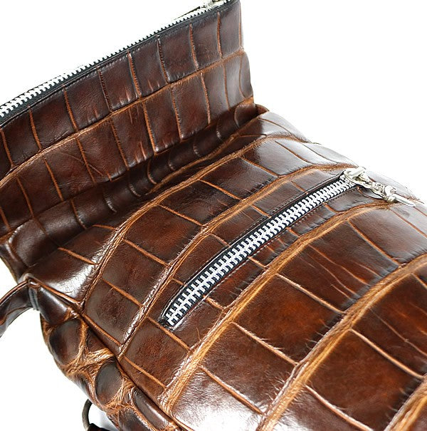 CHROME HEARTS Alligator Dagger ZIP Shoulder Bag Brown