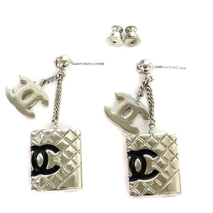 CHANEL Coco Mark Cambon Earrings Silver