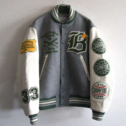WHITESVILLE Full-Deco Leather Sleeve Varsity Jacket Size 42