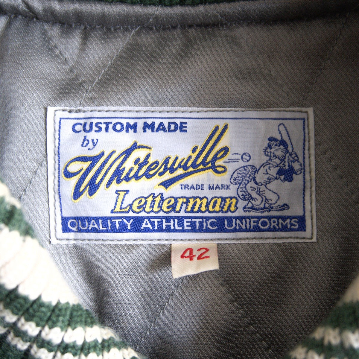 WHITESVILLE Full-Deco Leather Sleeve Varsity Jacket Size 42