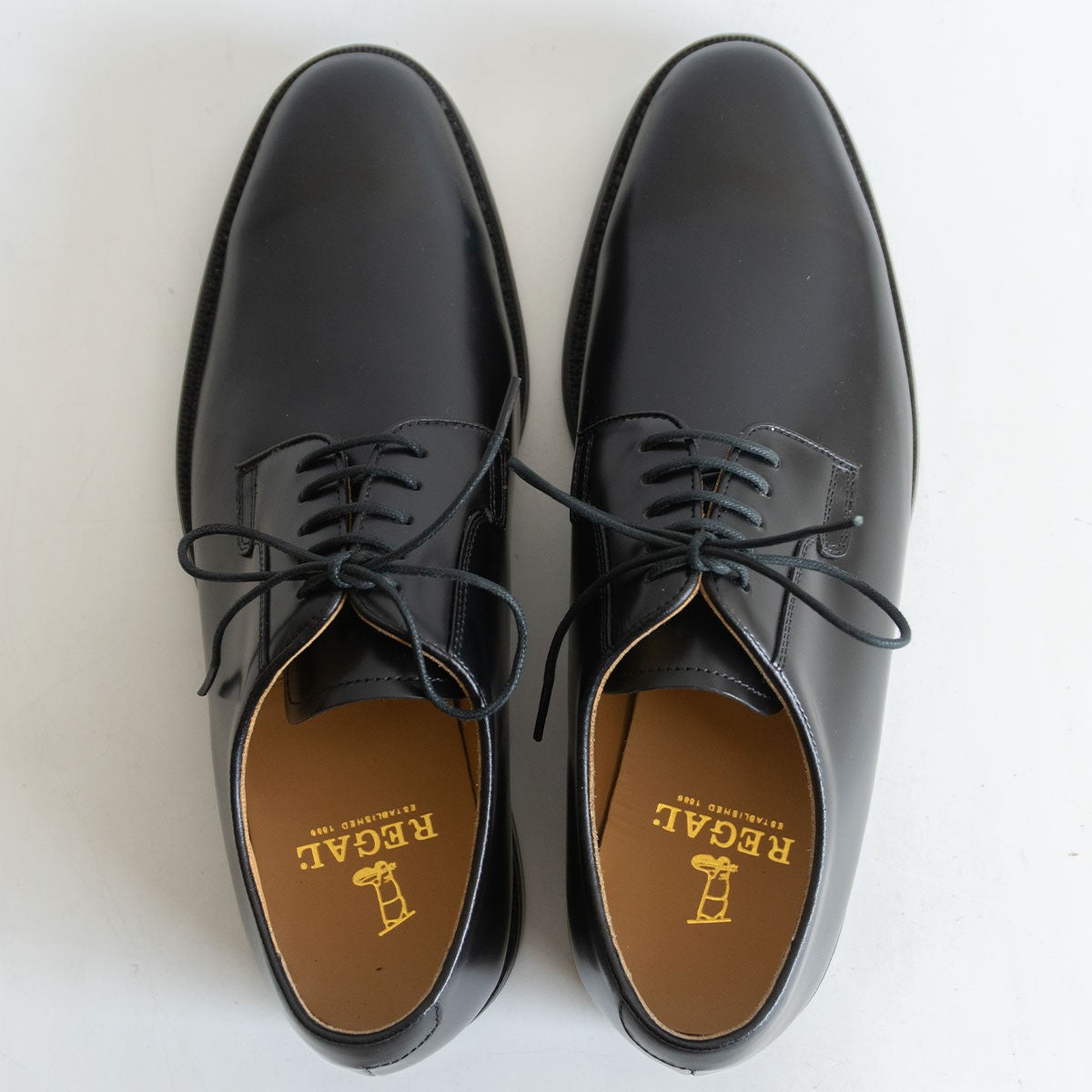 REGAL Plain Toe Leather Shoes Black Size 8.5