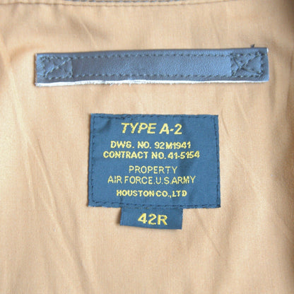 HOUSTON A-2 Horsehide Leather Flight Jacket Brown Size 42R