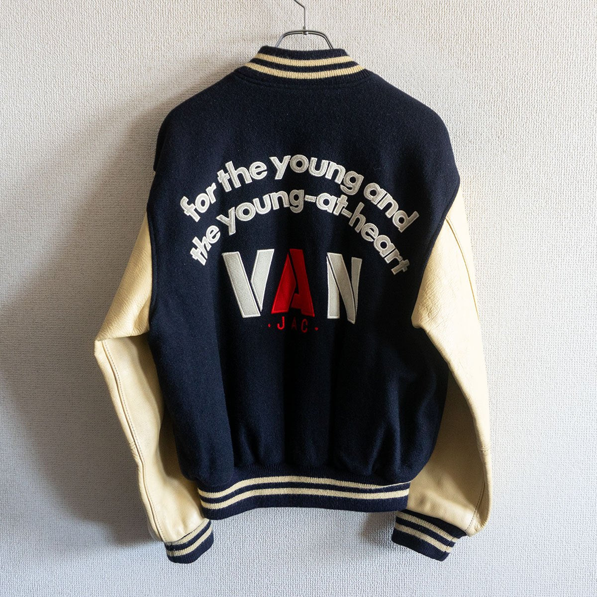 VAN JAC Wool Leather Varsity Jacket Patch Size M