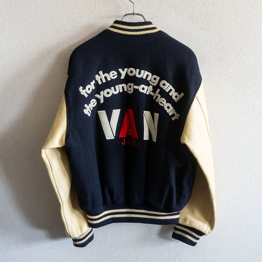 VAN JAC Wool Leather Varsity Jacket Patch Size M