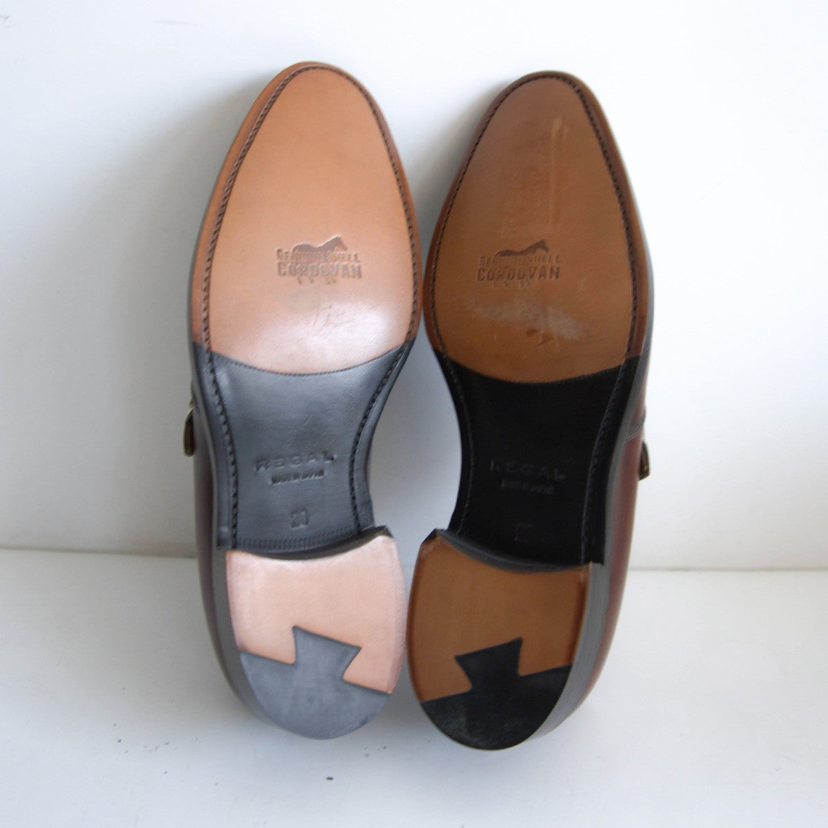 REGAL Cordovan Monk Strap Leather Shoes Size 8