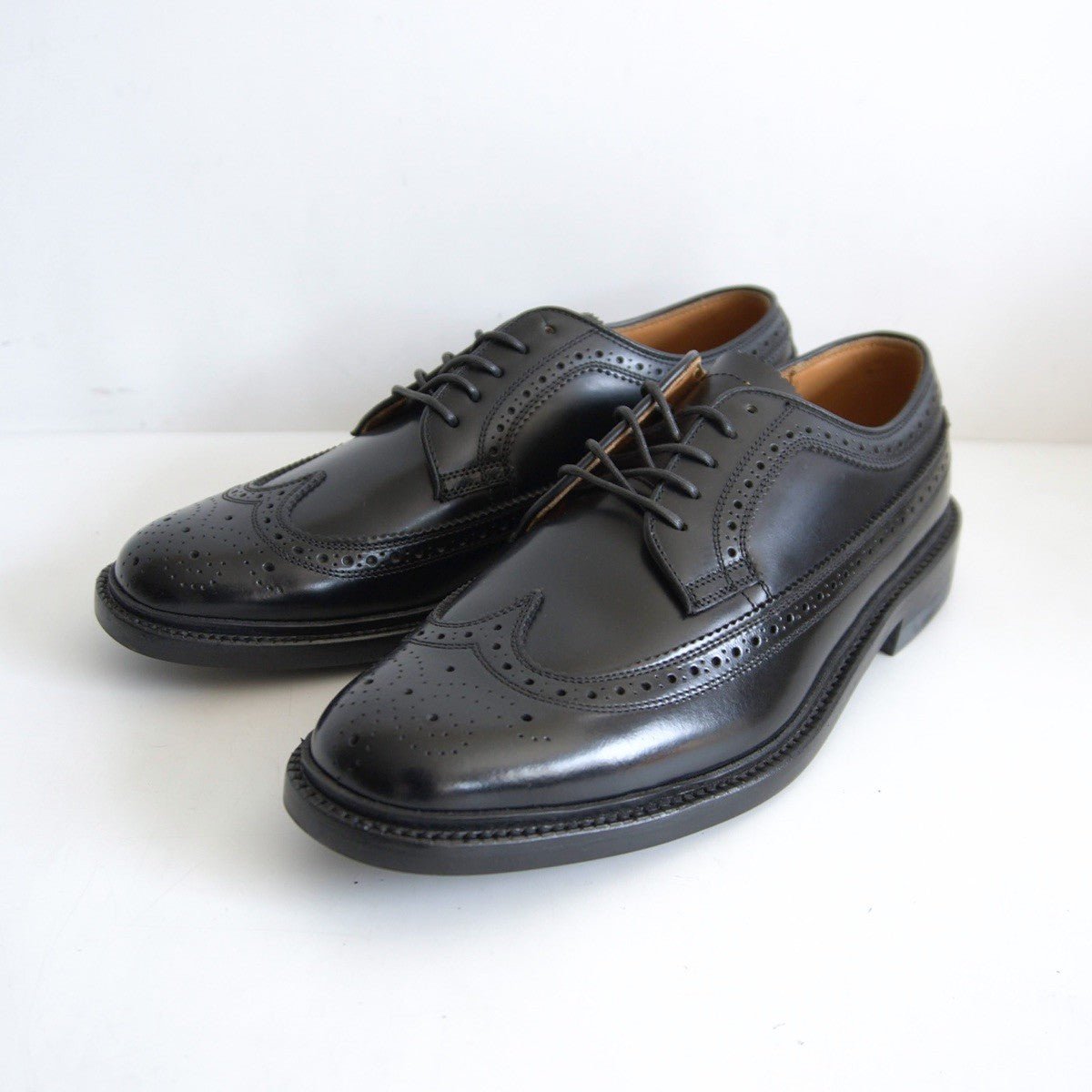 REGAL Wingtip Leather Shoes Black Made in Japan Size 25.5EE