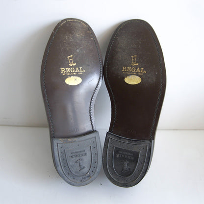 REGAL Wingtip Leather Shoes Black Made in Japan Size 25.5EE