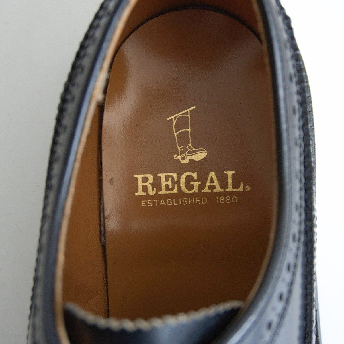 REGAL Wingtip Leather Shoes Black Made in Japan Size 25.5EE