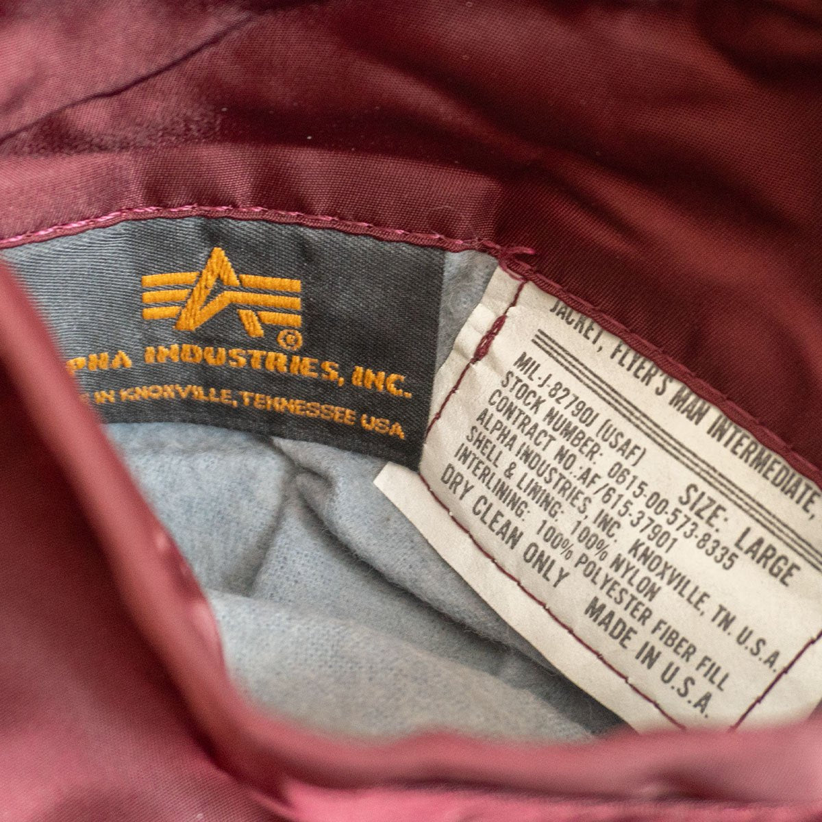 ALPHA INDUSTRIES 90s USA Made MA-1 Nylon Flight Size L